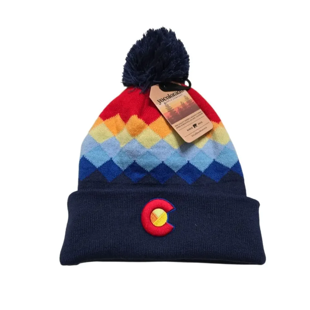 YoColorado‎ Argyle Rainbow Chevron Beanie Touk New